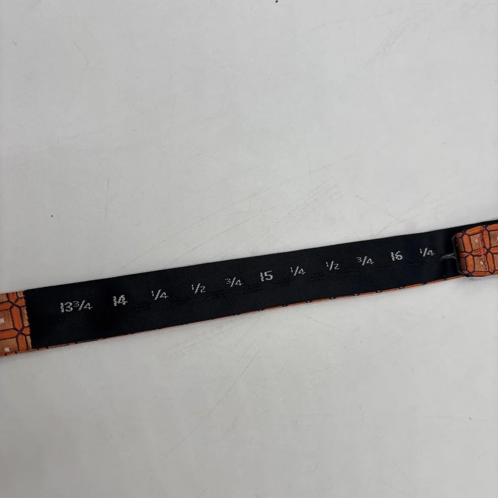 Tommy Hilfiger Lot of 2 Adjustable Bow Tie 100% Silk Blue Paid Orange Diamonds
